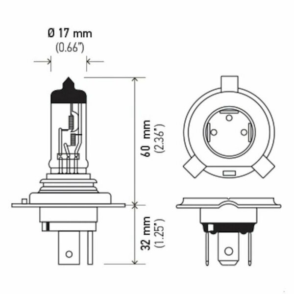 Hella Bulb H4 24V 75/70W P43T T4.625 Bulbs, H424V H424V